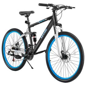 VEVOR Mountain Bike, 26 inch MTB Bicycle with Full Dual Suspension, 21 Speed Twist Shifting, Comfort Saddle, Dual Disc Brake, Aluminum Alloy Fram
