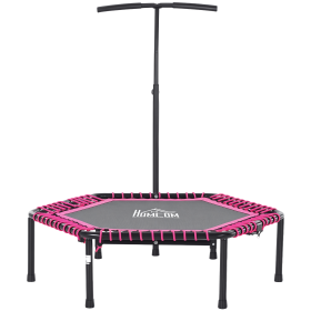 48" Adult Hexagon Rebounder Trampoline Fitness Bungee Jumping Cardio Trainer Outdoor Bouncer Jumper Adjustable Bar Pink (Option: Pink and Black-1090x660x130 mm)
