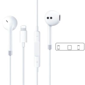 Lightning In-ear Headphones For IPhone14,13,12,11,7,8 Plus, XS, With Lightning Connector, IPhone Wired Earbuds, Built-in Remote Control To Contro (Option: White)