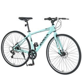 Shimano 7 Speed Hybrid Bike Aluminum Alloy Frame Double Disc Brakes 700C Road Bike For men women's City Bicycle (Color: as Pic)
