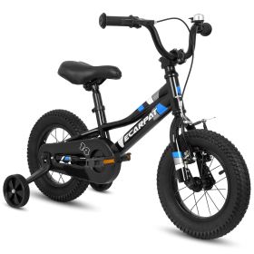 A14117 Ecarpat Kids' Bike 12 Inch Wheels, 1-Speed Boys Girls Child Bicycles For3-5Years, With Removable Training Wheels Baby Toys, Front V Brake (Color: BLACK)