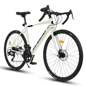 A28320R 700c Ecarpat Road Bike, 16-Speed L-TWOO Disc Brakes, Light Weight Aluminum Frame ,Racing Bike City Commuting Road Bicycle for Men Women (Color: White)