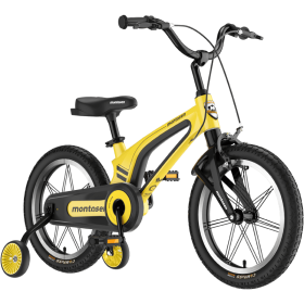 M-F800-14 inch Kids Bike for Girls and Boys, Magnesium Alloy Frame with Auxiliary Wheel, Kids Single Speed Cruiser Bike. (Main Material: Magnesium Oxide, Main Color: Yellow)