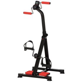 Pedal Exerciser, Hand Arm Knee and Leg Exercise Machine for Seniors, Height-adjustable, with LCD Display and Foot Massage Roller (Option: Black, Red-500x390x120 mm)